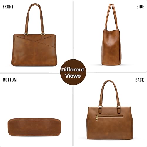 Image of Storite Tote Bag for Woman | Shoulder Bag Fits Upto 15.6 in Laptop | Office Work Handbag | PU Leather Handbag | Daily & Travel Use