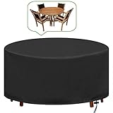 【Cubra la mesa de jardín con un diseño a prueba de viento】 - La cubierta protectora de muebles de jardín viene con un dobladillo elástico y un dobladillo de 2 cinturones con correas de clic para garantizar que la cubierta no se vuele en los días ventosos.
