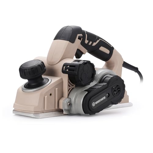 WOODSTARTER Corded Electric Hand Planer, 7.7 AMP 15000 RPM Power Wood Planer with Edge Guide and Dust Bag, 3-1/4 Inch Planing Width, for Wood Chamfer DIY, Smooth Finish Carpentry