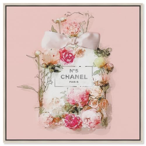 Art Remedy Blooming Pink Perfume Canvas Floral Glam Art, Silver Frame, 40" x 40"