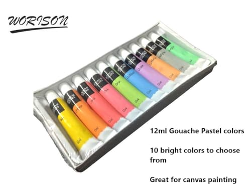 Image of worison Pastel Gouache Colour Set of 10 Colours X 12ML Tubes Multicolor
