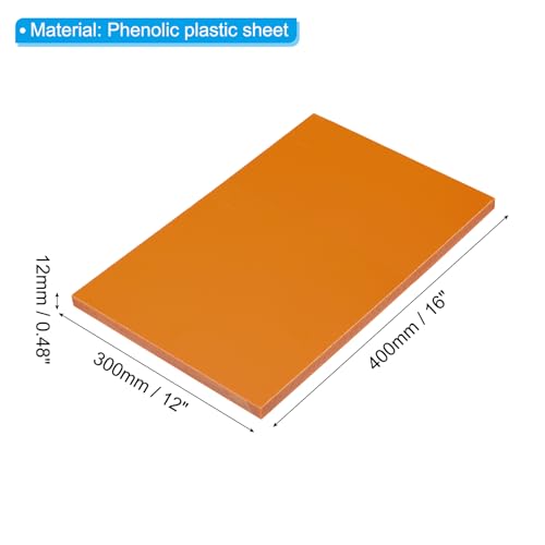 Image of PATIKIL Orange Phenolic Sheet, 1pcs 400x300x12mm Laminated Resin Plate Board PCB Sheet for Electrical Electronic Fixtures DIY and Crafts