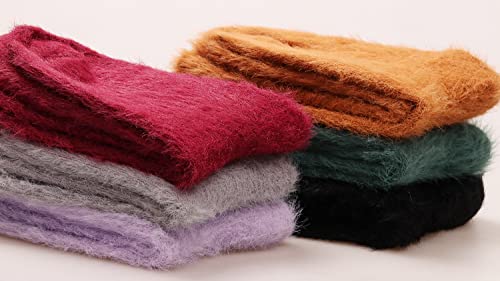 Image of TINTAO Womens Fuzzy Wool Boots Socks,Thick Knit Vintage Winter Warm Cozy Casual Crew Socks,Slouch Calf socks Gifts,#L1009