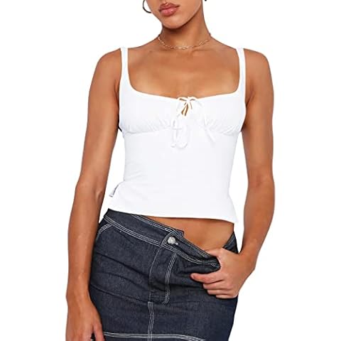 BAIGRAM Y2K Crop Tank Top with Tie Bust Cover