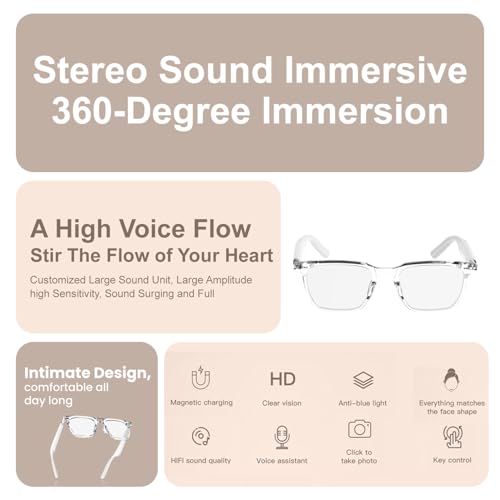 Tunifi G01 Smart Glasses Wireless Bluetooth with Magnetic Charging Hands-Free Calling, Anti-Blue Light, Sport Headset, Eyewear Intelligent... - Image 2