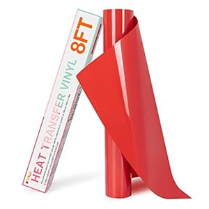 HTVRONT HTV Vinyl Rolls Heat Transfer Vinyl – 12″ x 8ft Red HTV Vinyl for Shirts, Iron on Vinyl for All Cutting Machine – Easy to Cut & Weed for Heat Transfer Design (Red)