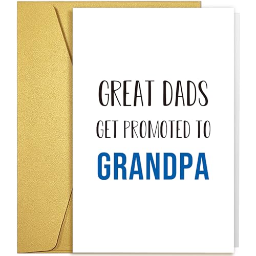 Qiliji New Grandpa Card Gift, Pregnancy Announcement Cards for Dad Father Card, First Grandpa Fathers Day Card, New Grandchild Baby Reveal Card, Great Dads Get Promoted to Grandpa