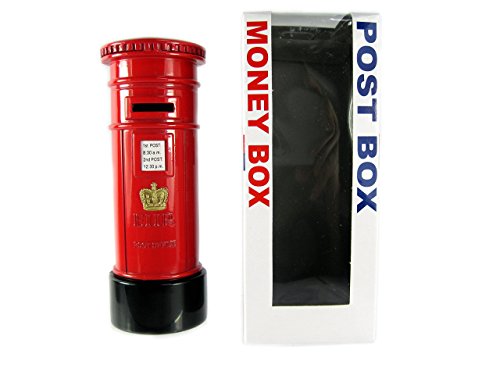 London Red Post Box Money Box Made of Die Cast Metal, London Collectable Souvenir, Metalic Red, 15 x 5.5centimeters