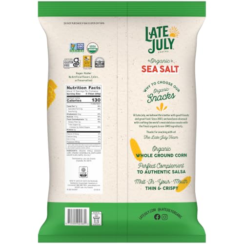 Image of Late July Restaurant Style Sea Salt Tortilla Chips, 10.1 Oz Bag