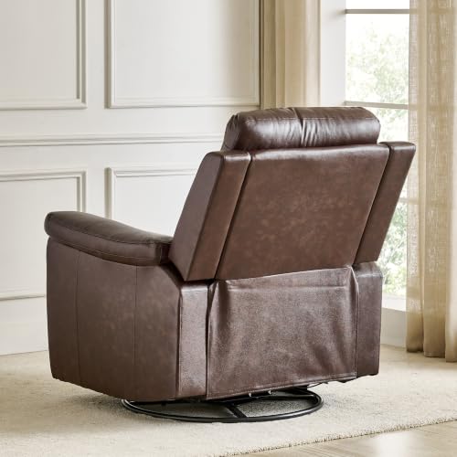 Image of Home Centre Nevil|Electric Recliner | Swivel Recliner|Half Leather|1 Seater Recliner|Brown1 Year Warranty