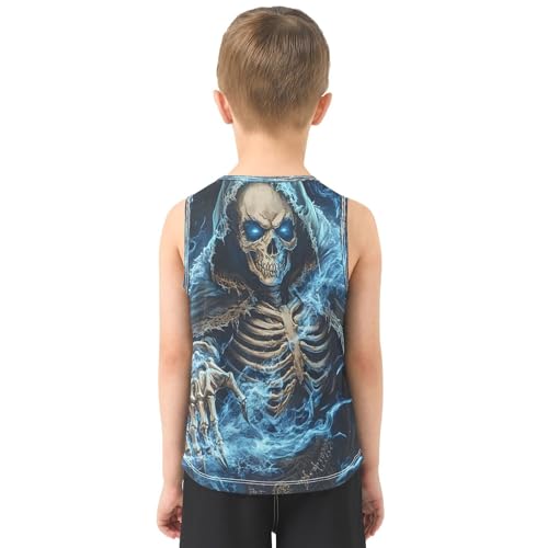 ALAZA Skeleton Sugar Skull Magic Boy's Tank Tops Summer Sleeveless Quick Dry Sport Workout Athletic Casual T Shirts 3-15Y3
