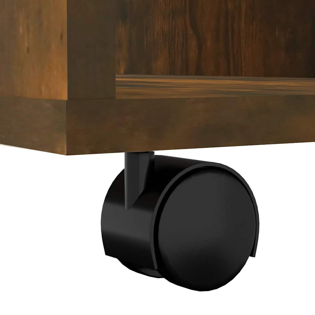Rollschrank Räuchereiche 60x53x72 cm Rollcontainer Holzwerkstoff Mobiler Büroschrank für Drucker und Unterlagen Druckerschrank mit Rollen Beistellwagen Büro