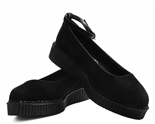 T.U.K. Shoes Black Pointed Ballet Ankle Strap Creeper Sneaker Flats for Women2