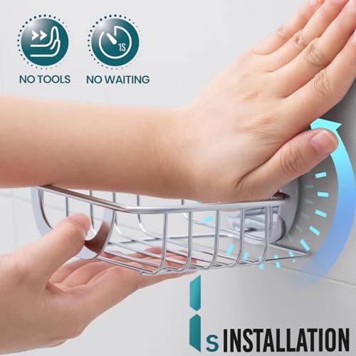 Image of TAILI Soap Dish, Bar Soap Holder Suction Cup, Stainless Steel Sponge Holder