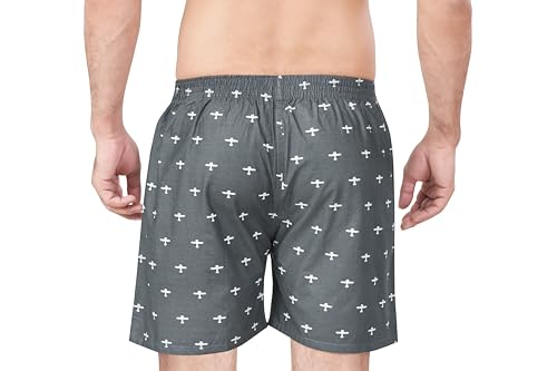 Image of Men's Super Combed Cotton Weave Printed Boxer Shorts with Side Pocket, Sizes M to XXL (201)