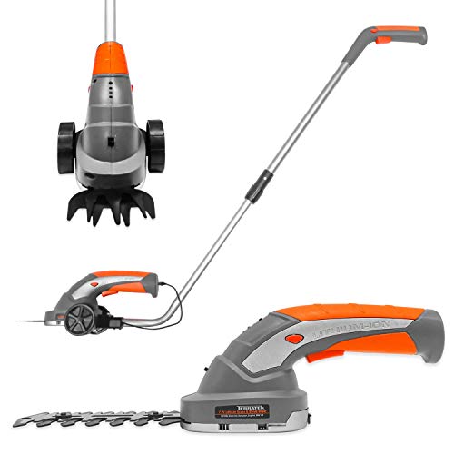 Terratek 2 IN 1 Pro 7.2V Telescopic Cordless Hedge Trimmer Built in Lithium Ion Battery, Topiary Shears, Hand Held Trimmer, Cordless Shears Ideal for Shrub, Garden, Grass or Lawn Cultivation