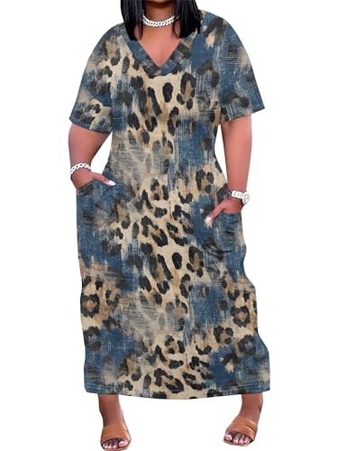 Image of SUZONANA Plus Size Dresses for Curvy Women African Print American Dress Summer Outfits Casual Loose with Pocket