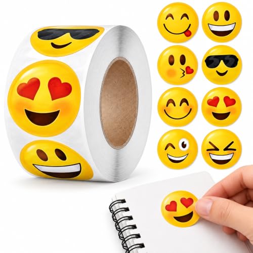 Rollo Pegatinas Emojis caras para niños, emoji stickers, 1 Unidad