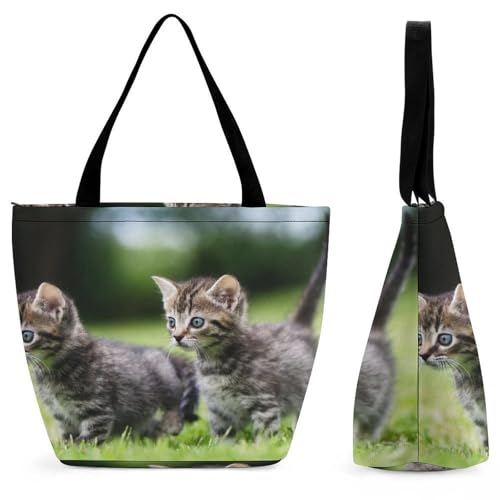 Sac à bandoulière grand format femme Chaton pour voyage et cabas de shopping