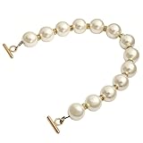 Correa para Bolso con Perlas, asa de Bolso extraíble con terminales de Barra Toggle Dorada, Accesorio Elegante para Clutch y Mini Bolsos