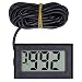 TICFOX Cyfrowy termometr mini LCD, przewodowy, elektroniczny miernik temperatury FY13001 (czarny)