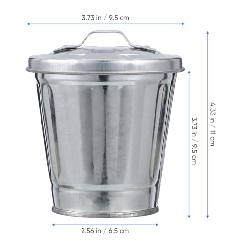 Mini caneca de basura con tapa para escritorio plateada miniatura 4