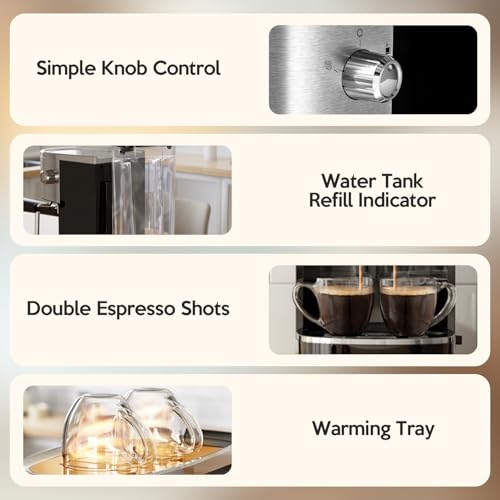 Havato 20 Bar Semi-Automatic Espresso Machine: Professional Coffee Maker with Milk Frother & 40 Oz Removable Water Tank for Home Barista - Image 7