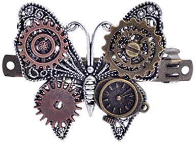 Meoliny Girls Steampunk Gear Butterfly Wings Hair Clip Goth Punk Vintage Lolita Women Headwear Hair Accessories