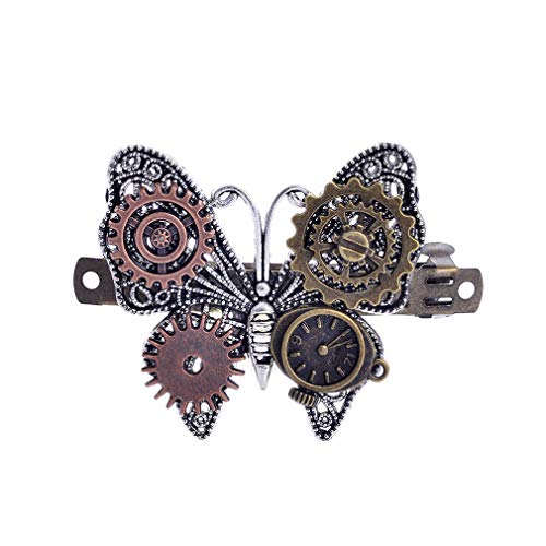 Meoliny Girls Steampunk Gear Butterfly Wings Hair Clip Goth Punk Vintage Lolita Women Headwear Hair Accessories #TOP1