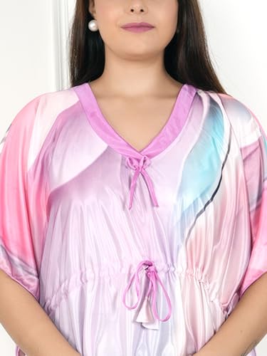 Image of Women's Printed Satin Blend Kaftan Nighty /Nightgown /Nightwear /Maxi WSR-185