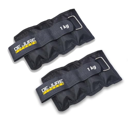Image of De Jure Fitness Adjustable Ankle & Wrist Weights Pair (1KG x 2) for Men & Women | Strength Training, Walking, Running, Workout, Yoga | Comfortable, Durable | Z Black - 2KG