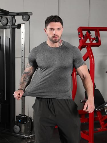 Sumolux 5 Pack Men’s Active Crew Neck T Shirts Quick Dry Athletic Running Gym Workout Short Sleeve Tee Tops Bulk3