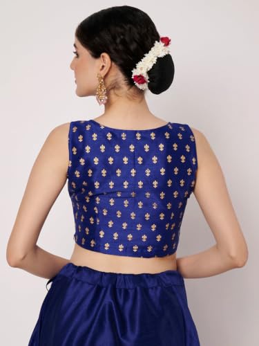 Image of studio rasa Women's Dupion Hand Block Printed Readymade Top for Festive Wedding Party