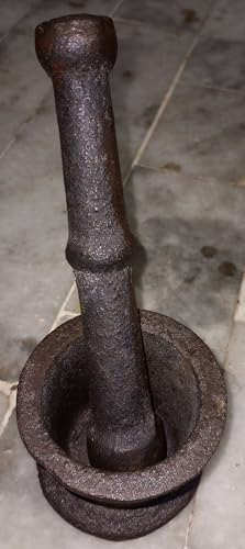 Image of Aadityaa's Cast Iron Small Size Hamam Dasta, Mortar and Pestle, Imam Dasta Masher Ural for Easily Grinding Crushing Mixing Herbs Spices and more at Home Kitchen, Pack of 1 Set.