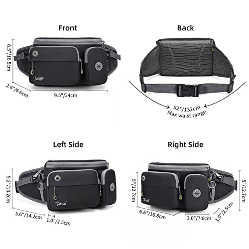 TUDEQU Dog Walking Fanny Pack Large Hiking Waist Pack Waist Bag with 2 Hidden Water Bottle Holder for Men Women,Water resistant Hip Bum Bag with Adjustable Strap for Outdoors Workout Traveling Cycling