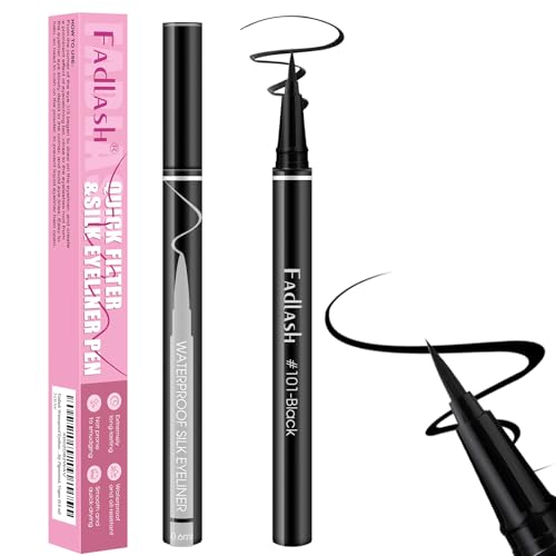 FADLASH Eyeliner Waterproof Negro 0.6ml, Delineador de Ojos Waterproof, Lápiz de Ojos Negro Mate Resistente al Agua, Aspecto Natural Duradero, sin Manchas, Color Intenso (101-Intense Black)