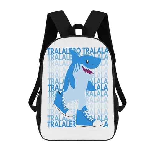 Tralalero-Tralala Merch 17 Inch Shoulder Backpack Italian-Brainrot Meme Water Resistant Lightweight Daypack