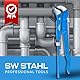 SW-Stahl 42210L Rohrzange 1 Zoll 335 mm I Rohrzange S Maul I Abrutschschutz Klempner Zange geschmiedet und lackiert I Rohrinstallation I blaue Rohrzange groß I Rohrzange für Armaturen