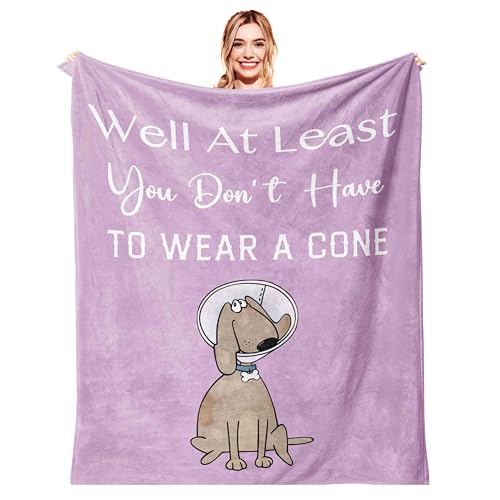 Hibolen Get Well Gifts for Women/Men After Surgery, Sympathy Gift, Feel Better/Get Well Soon Gifts for Women, Surgery Recovery Gifts for Men, at Least You Dont Have to Wear A Cone Blanket 50"x60"