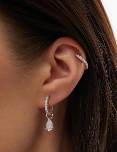 Ladylike 2.72cttw Moissanite Huggie Hoop Earrings for Women Pear Cut Dangle Drop Earrings D Color VVS1 Clarity 925 Sterling Silver Hypoallergenic Ear Jewelry2