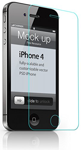 iPhone 4S Tempered Glass Screen Protector, iSee Case (TM) Pro-Glas Premium 0.4 mm Shatterproof Ultra Clear Tempered Glass Glass Screen Protector for Apple iPhone 4S iPhone 4 (4S-Glass)