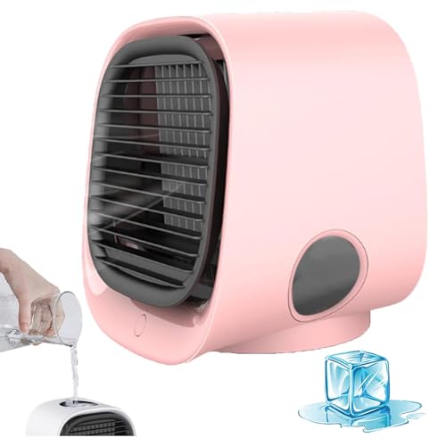 Climatiseur portable Airabreeze rose alimenté par USB avec ventilateur 3 vitesses et veilleuse