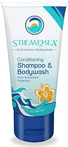 3 in 1 Hair Shampoo Bodywash & Conditioner For Outdoor Activities | 6 Fl oz Reef Safe, All Natural & Organic Camping Shampoo & Liquid Soap | Paraben Free All In One Skin & Hair Care by Stream2Sea