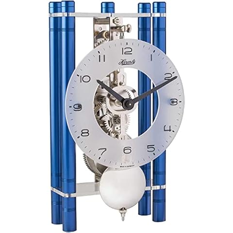 Hermle Table Clock, Aluminium, Blue, 19,5cm x 11cm x 6cm Cover