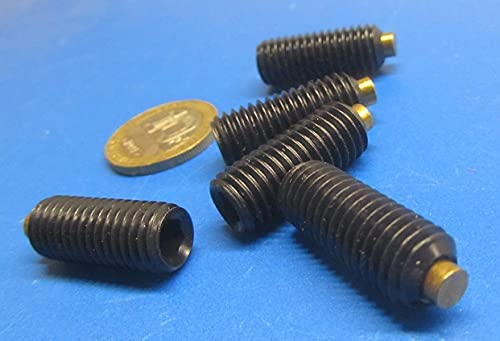 Black Oxide Steel Brass Tip Metric Set Screw M10 x 1.5 mm x 25 mm Length 10 pcs