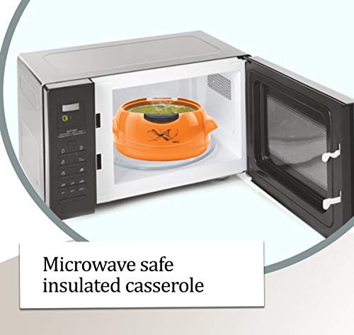 Image of Milton Microwow One Touch Insulated Inner Steel Casserole Jr Set of 3, Orange