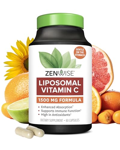 Zenwise Health Liposomal Vitamin C Supplement, 1500 MG Enhanced Absorption Organic Vitamin C Liposomal for Antioxidant, Immune, Natural Energy Boost, and Skin Care Support - 60 CT