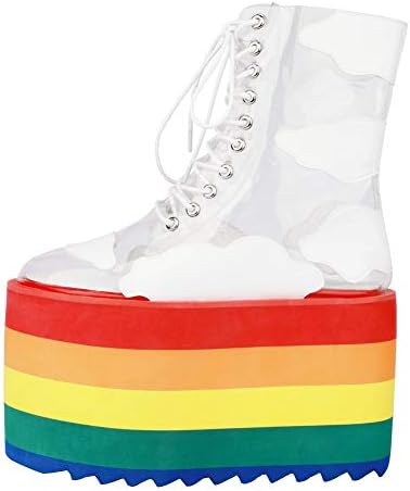 clear rainbow platform boots