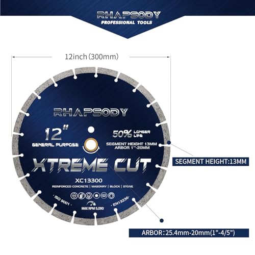 Image of RHAPSODY 12Inch Diamond Saw Blade 2Pcs, Segmented General Purpose Blade