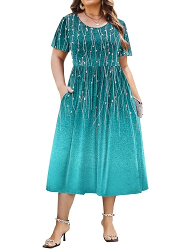 IN'VOLAND Plus Size Womens Short Sleeve Loose Plain Casual Long Maxi Dresses for Women 2026